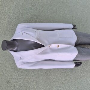 Kay Warner Original Elegant White Women's Vintage Gold Button Blazer